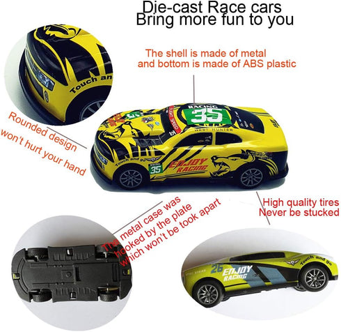 Pull Back Racing Cars Die cast Race Car Vehicles,3 Inch Metal Friction Powered Car Toys for Toddlers, Set of 5 (Racing Cars)...
