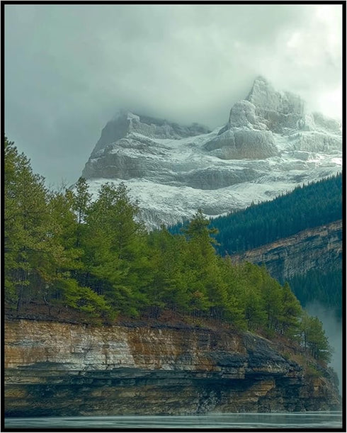 Posterizer 1 pcs-beautiful nature scene with evergreen trees and mountains 1-Landscape & Nature Art-Gift for Art Lovers-Decor for Home & Office- u...