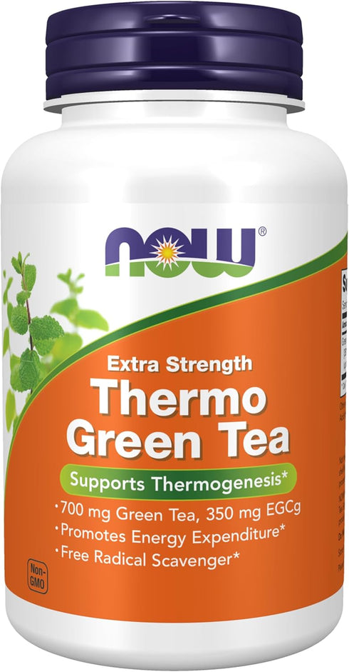 NOW Supplements, Thermo Green Tea™, Extra Strength, with 700 mg Green Tea and 350 mg EGCg, 90 Veg Capsules...
