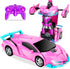 RC Cars, Pink Remote Control Car Toys for 3 4 5 6 7 8 -12 Year Old Girls, 2.4Ghz Transformation Robot RC Cars with Headlight& One-Button Deformati...