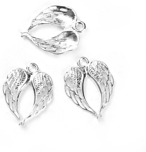 JGFinds Angel Wings Charms - 30 Pack Silver Tone for DIY Jewelry Making Supplies, Small 7/8 Inch Metal Wings for Bracelet, Necklace, Earrings or A...