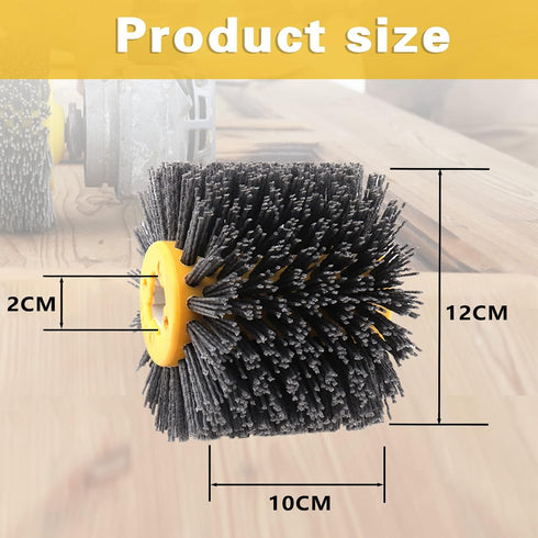 Abrasive Nylon Wire Drawing Wheel Drum Brushes, 320 Grit 120x100mm Wheel Drum Burnishing Tool Polishing Brush Wooden Wheels for Wood Furniture Wor...