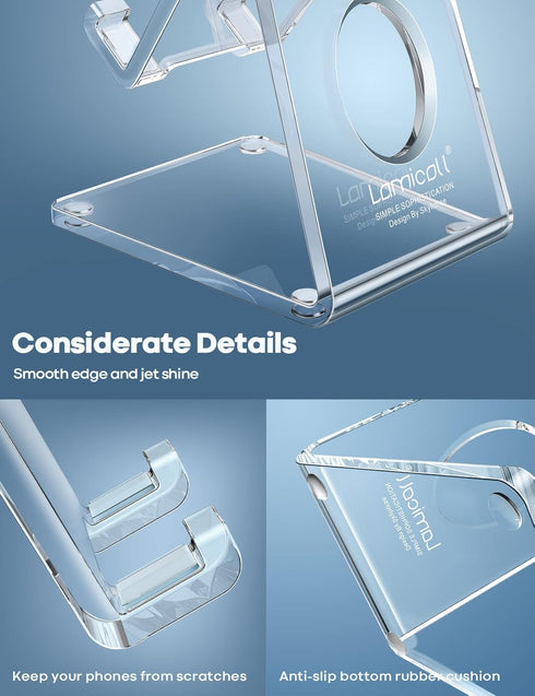 Lamicall Cell Phone Stand, Phone Dock - Clear Office Cell Phone Holder, Transparent Phone Stand for Desk, Desktop, Acrylic Office Desk Accessories...