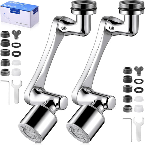 2 Pack 1440° Swivel Faucet Extender Sink Aerator 2 Mode Splash Water Filter Extension Kitchen Bathroom 360° Rotatable Spray Attachment Multifuncti...