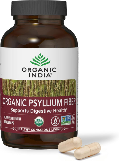 ORGANIC INDIA Psyllium Herbal Powder - Whole Husk Fiber, Healthy Elimination, Keto Friendly, Vegan, Gluten-Free, USDA Certified Organic, Non-GMO, ...