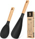 Cooking Spoon and Rice Scooper for Nonstick Cookwares, Great for Cooking and Serving Durable BPA-Free Matte Silicone, Wood Handle Spoon for Mixing...