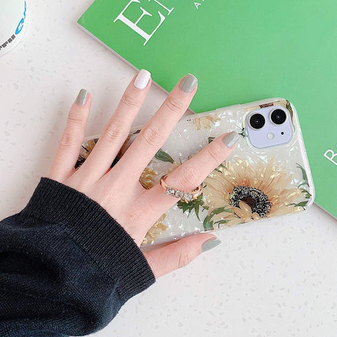 Qokey for iPhone 7 Plus/8 Plus Case 5.5 inch Flower Pattern Cute Stand Design for Women Girls 360 Degree Rotating Ring Stand Holder Kickstand Soft...