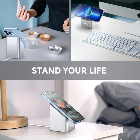Magsafe Charger Stand Magnetic Wireless Charger Base Phone Stand Holder Compatible with iPhone 15 14 13 12 Mini Plus Pro Pro Max [MagSafe is Not I...