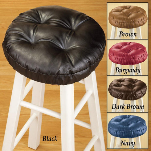 Collections Etc Foam-Padded Thick Waterproof Barstool Seat Cover Cushion with Slip Resistant Backing, Navy...