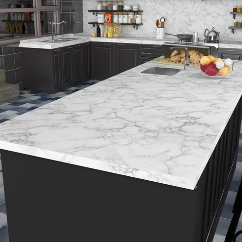 Livelynine Peel and Stick Marble White Contact Paper for Countertops Waterproof Kitchen Counter Top Covers Marble Contact Paper for Desk Covering ...