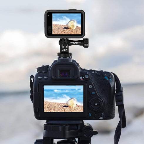 HSU Aluminum Cold Shoe Mount Adapter, 1/4-20 Screw Hole Tripod Mount Adapter for GoPro Hero 12/11/10/9/8/7/6, DJI Osmo Action AKASO, Applicable fo...