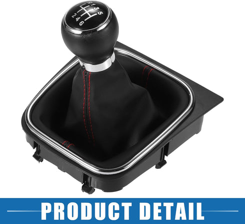 6 Speed Manual Gear Shift Knob with Gaiter Boot for Volkswagen Golf MK5 MK6 2004-2007 for Volkswagen GTI 2006-2009 Black...