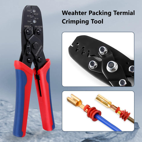Knoweasy Weatherpack Crimp Tool and Open Barrel Terminal Crimp Tool for Molex, Delphi, AMP/Tyco, Harley - Wire Crimper Compatible with Deutsch DT ...
