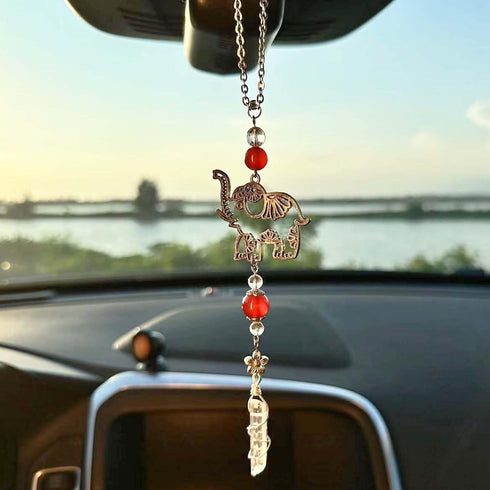 Hanging Car Charm, Handmade Crystal Window Car Hanging Ornaments, Dangling Moon, Healing Crystal Accessories, Rearview Mirror Decorations - Protec...