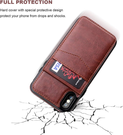 KIHUWEY Compatible with iPhone X/Xs Case Wallet with Credit Card Holder, Premium Leather Magnetic Clasp Kickstand Heavy Duty Protective Cover for ...