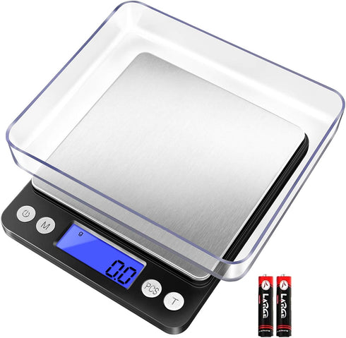 Fuzion Digital Kitchen Scale 3000g/ 0.1g, Pocket Food Scale 6 Units Conversion, Gram Scale with 2 Trays, LCD, Tare Function, Reptile Scale, Herb S...
