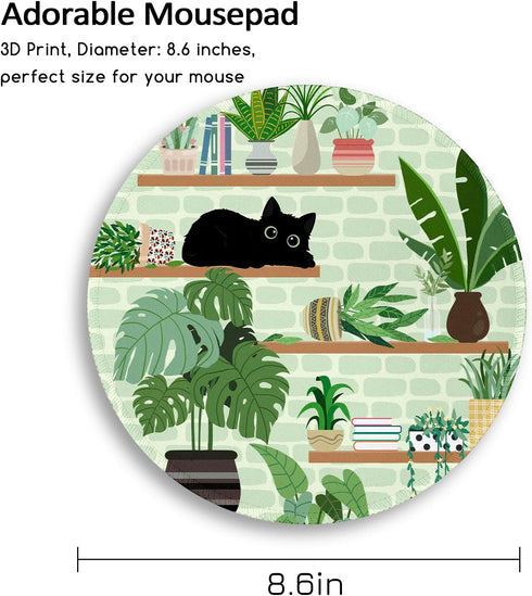 Cat Mouse Pad, Cute Small Mouse Pads for Desk, Round Travel Mousepad for Wireless Mouse Gaming Work Laptop, Plant Leave Mini Computer Mouse Mat, H...