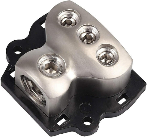 3 Way Power Distribution Block, 1x 0 Gauge in / 3X 4 Gauge Out Amp Power Distribution Ground Distributor Connecting Block for Car Amplifier Audio ...
