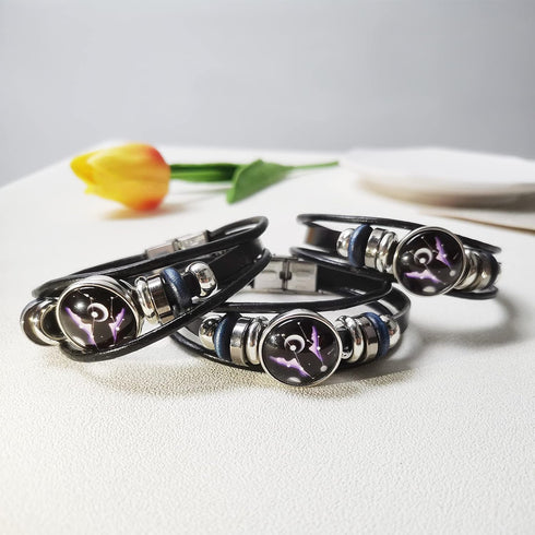2 Pcs Zodiac Necklace Bracelet Gift for Men Constellation Necklace Astrology Galaxy & Crescent Moon Necklace Leather Constellation Bracelet for Me...
