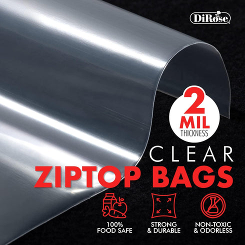Zip Bags Clear Plastic With Zipper Seal - By DiRose | Resealable, Strong, Thick, Sturdy | For Organizing, Travel, Shipping, Packaging, and Storage...