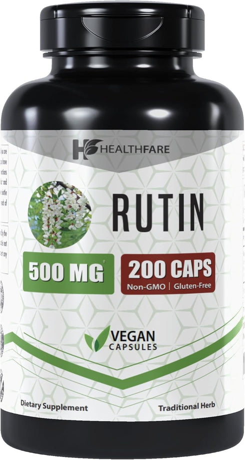 Rutin 500mg | 200 Capsules | Rutoside Bioflavonoid | Circulatory Health | Non-GMO | Vegetarian | Made in The USA...