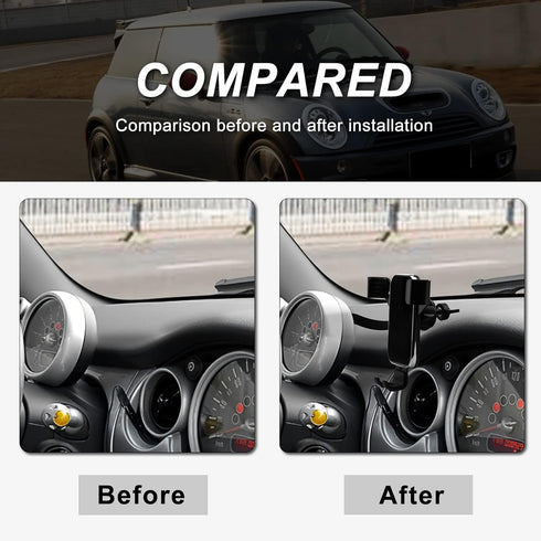 KUNGKIC for Mini R50 R52 R53 Hatch Auto Phone Holder Aluminum Car Cradle Rotatable Clip Foldable Cell Phone Cradle Mount Fit for 3.5-5.5 Inch Phon...