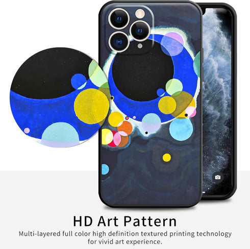 Berkin Arts Compatible with iPhone 11 Pro Max Case Silicone Cover with Screen Protector Color Field Colorful Moongate (Several Circles by Wassily ...