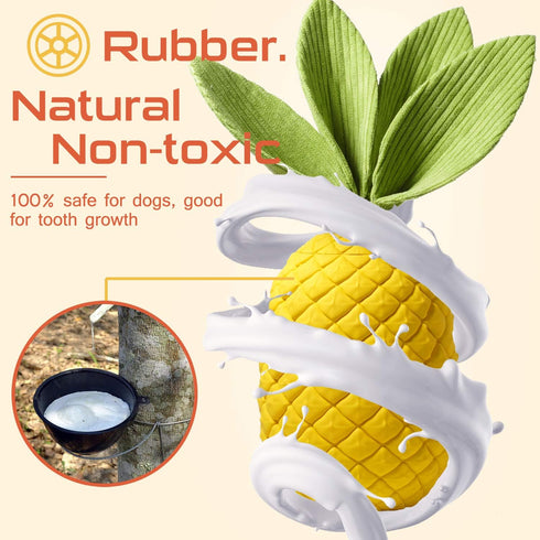 Sugelary Squeaky Dog Toys for Aggressive Chewer Large Medium Breed Dog, Indestructible Tough Dog Chew Toys with Natural Rubber (Pineapple)...