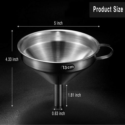 Kitchen Funnel for Filling Bottles, 5 Inch 18/8 Stainless Steel Funnel, Kitchen Gadgets Cooking Oil Food Funnel with Strainer for Fryer Oil Grease...