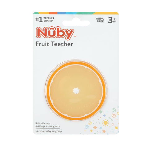 Nuby 100% Silicone Fruit Teether, Orange, 3M+...