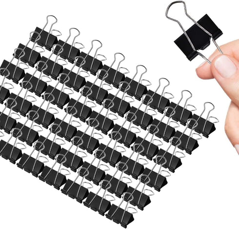 Black Binder Clips, 48 Pack, 1 Inch, Standard 25mm Clamps, Black, Medium Clips, Medium Binder Paper Clips, Medium Size, Medium Paper Clips, Office...