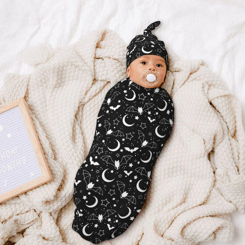 Goth Baby Stuff,Newborn Swaddle Blanket Black Baby Swaddle Blanket,Swaddle with Beanie Hat Set, Baby Stuff Newborn Receiving Blanket for Baby Boy ...