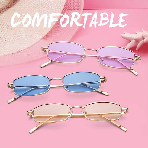 ADE WU Small Narrow Rectangle Sunglasses Womens Mens Retro Y2k 80s 90s UV400 Sunnies...