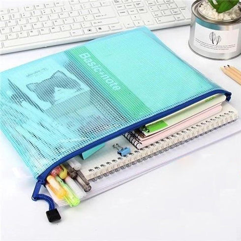 zipper pouch bag Plastic envelope,mesh zipper pouch bags waterproof folder A4 size folder signature pocket, can hold pens, books, documents pencil...