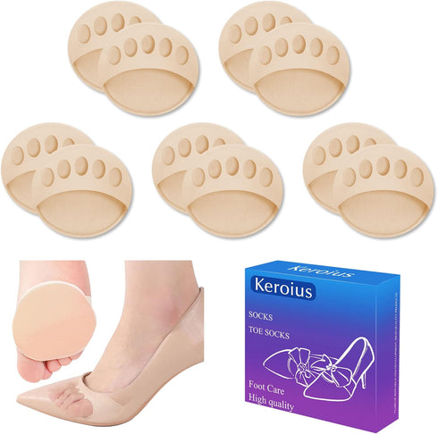5Pairs Invisible Breathable Honeycomb Fabric Ball of Foot Pads, Thickened Soft Metatarsal Cushions Socks for Flats High Heels, Prevention Pain Rel...