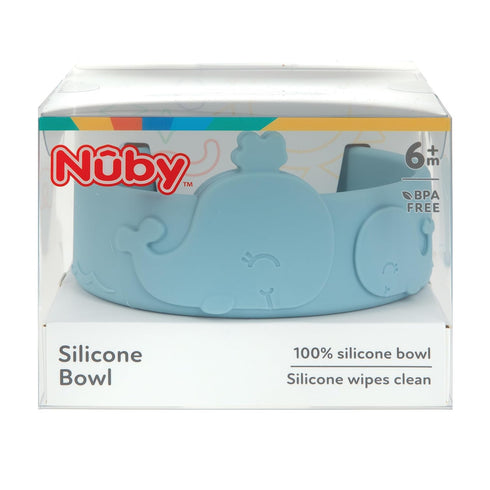 Nuby Animal Friend Silicone Round Bowl - Toddler Bowl - 6+ Months - Blue Whale Bowl...
