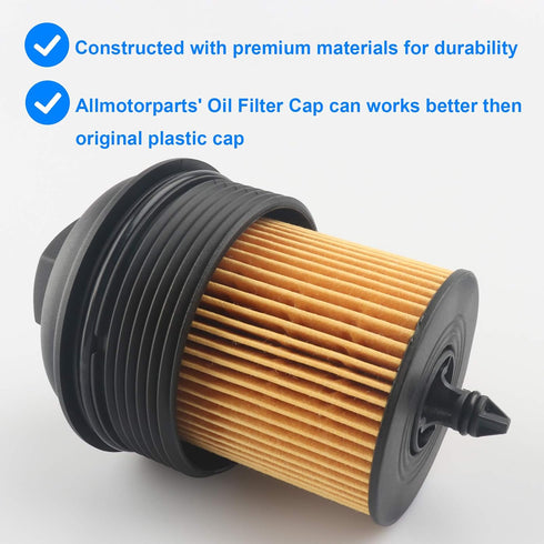 Oil Filter and Cap Assembly, Replace 12605565, PF458G Compatible with Buick Chevy GMC Polaris Ponitac Saturn - LaCrosse Regal Cavalier Cobalt Equi...