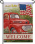 Welcome Summer American Red Truck 4th of July Decorative Garden Flag, House Yard Lawn Patriotic America Dog Outside Decor, USA Spring Home Outdoor...