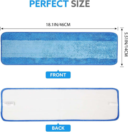 6 Pack Microfiber Cleaning Pads are Compatible with Bona Mop,18 Inch Replaceable Mop Pad Refill,Washable & Reusable Blue Microfiber Mop Pads for H...