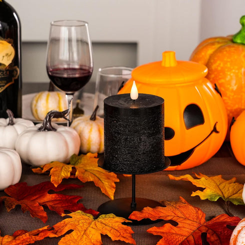 smtyle Halloween Black Fllickering Flameless Candles Home Decor Battery Operated with None-Moving Flame Wick LED Pillar Candle 3 x 3 inch...
