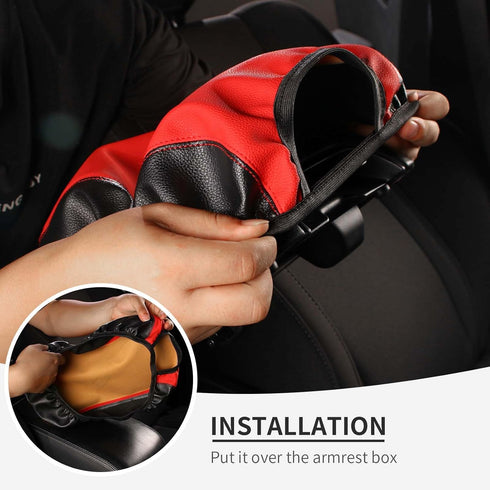 Linskip Center Console Cover Compatible with 2011-2023 Dodge Charger, Leather Armrest Pad Cover for Charger Interior Accessories(Red)......