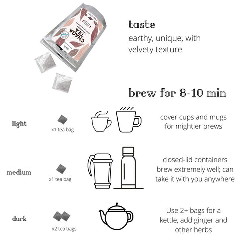 Chaga Tea - 100% Wild Chaga Mushrooms with Bergenia - 30 Unbleached Tea Bags - from Wild Siberian Lake - Hand-Picked by Baikal Tea...