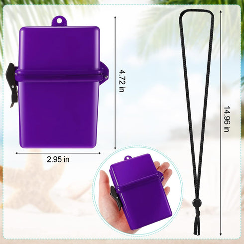 Outus 3 Pieces Waterproof Case ID Card Holder with Floating Sports Case Locker with Hanging Ring and Rope (Black Purple Lake Blue,4.72 x 2.95 x 1....