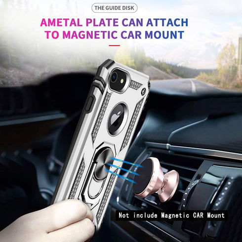 LeYi Compatible for 8/7/6s/6 Case (2 Pack), Silver, Cellular Phone Case with Tempered Glass Screen Protector & Kickstand Ring...