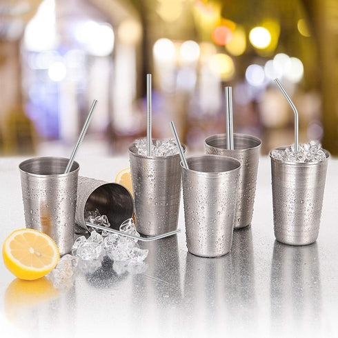 Hypermotion Stainless Steel Straw, Food Grade Reusable Metal Drinking Straw Set with 2 Cleaning Brushes and Carry Pouch for Smoothie, Milkshake, C...