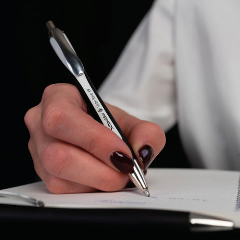 Schneider® Limited Edition Slider Rave Black, XB (Extra Broad) Ballpoint Pen, Refillable + Retractable, 1.4 mm, White-Black Barrel, Blue Ink, Box ...