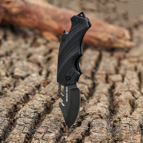 Mossy Oak Mini Folding Pocket Knife, 2.5-inch Stainless Steel Drop Point Blade - G10 Handle EDC Multifunction Tool with Bottle Opener and Glass Br...