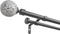 Exclusive Home Curtains ER1024-02 66120 White Mosaic Double Curtain Rod and Finial Set, Adjustable 66"-120", Gunmetal...