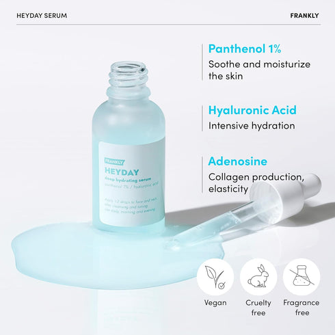 Frankly Heyday Serum - Deep Moisture & Radiance Boost with 1.125% Panthenol & Hyaluronic Acid | Vegan, Dermatologically-Tested | Anti-Aging & Firm...