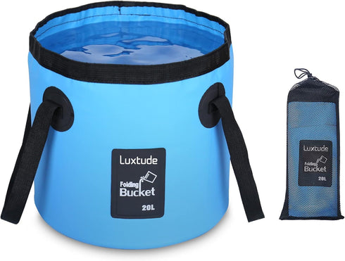 Luxtude Collapsible Bucket with Handle, 5 Gallon(20L), Portable & Ultra Lightweight Outdoor Basin Bucket, Folding Bucket for Fishing, Camping, Hik...